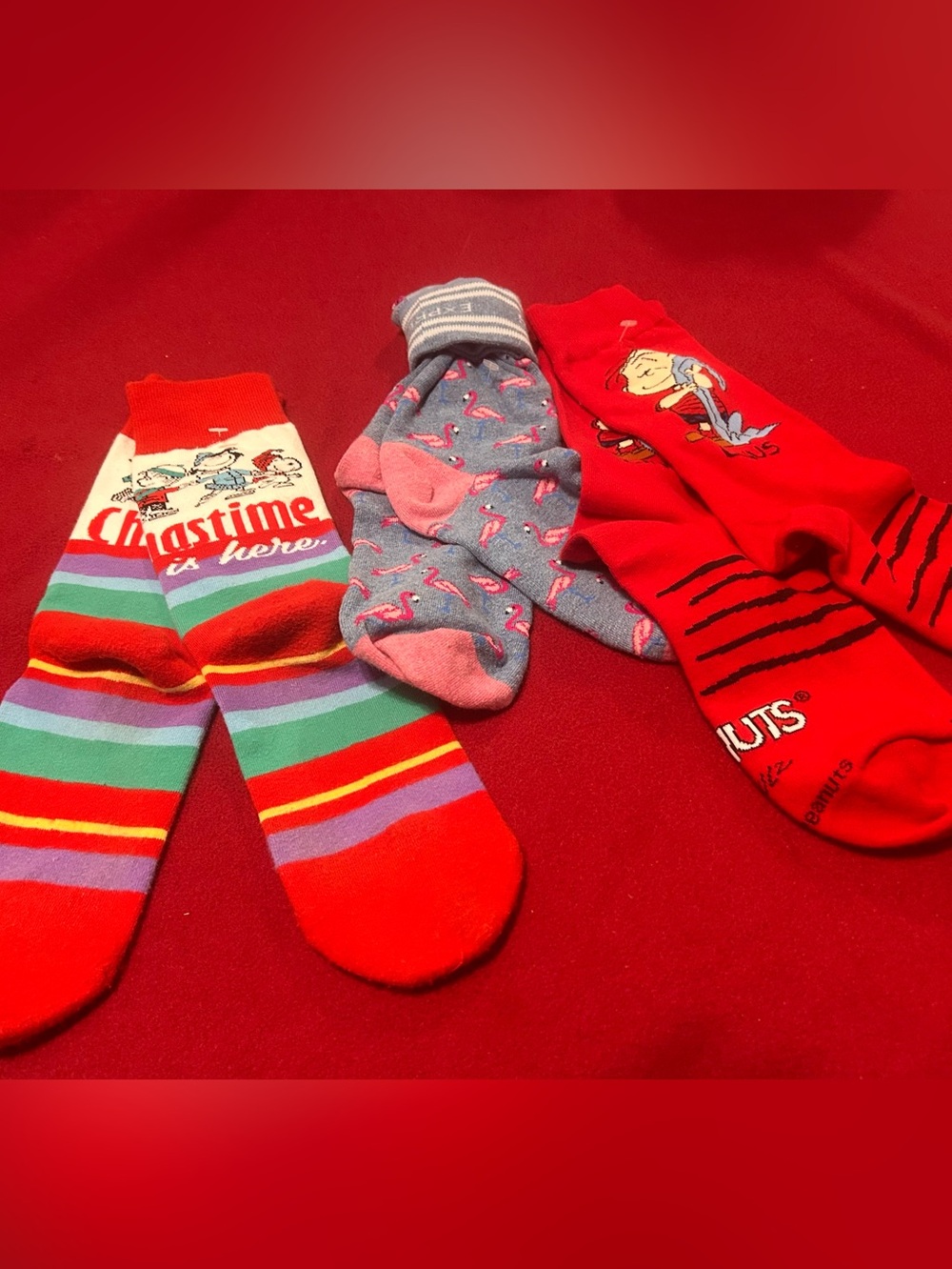 Socks 3 pair— from the peanuts to pink flamingos!